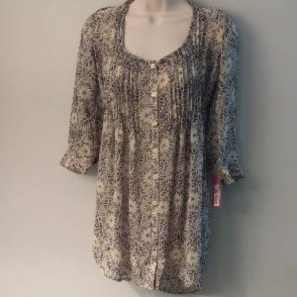 Chiffon button down long blouse NWT - Picture 1 of 6